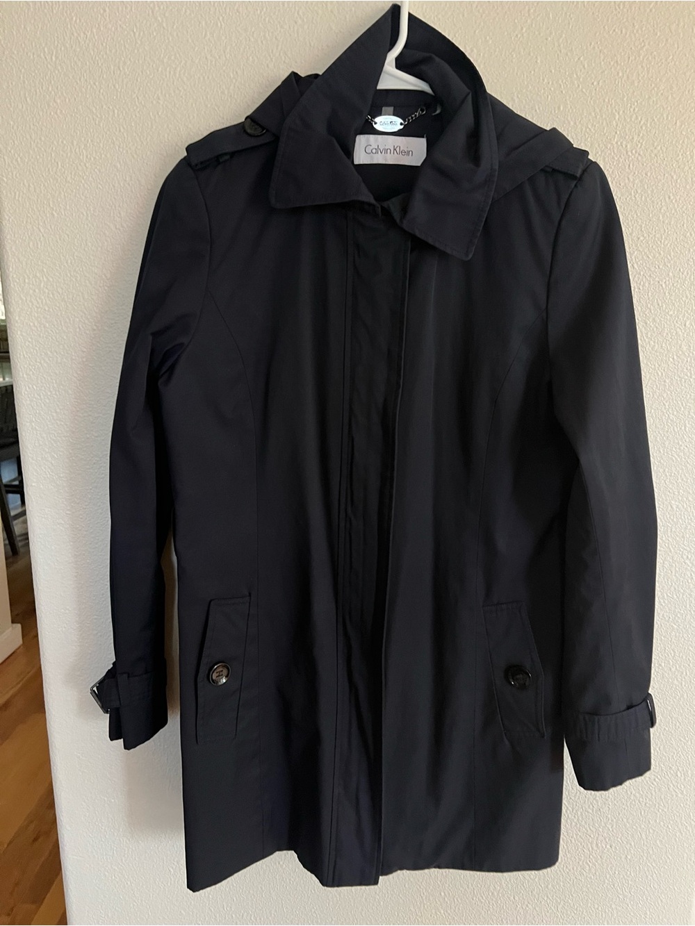 Navy Calvin Klein Rain Jacket with removable hood size small